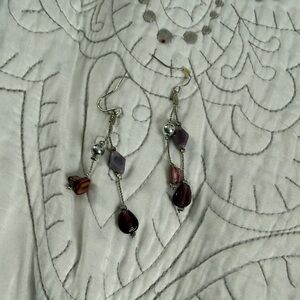 Elegant Purple and Silver Dangle Earrings
